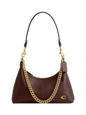 New Coach Brown Leather Juliet Shoulder Bag 25 with Gold Chain